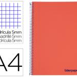 Caderno Espiral Din A4 Wonder Capa Plastico 120 F 90 Gr 5 Bandas De Cores 4 Furos Vermelho