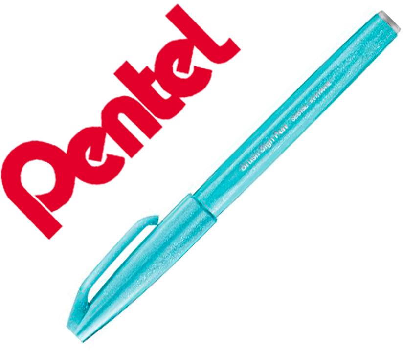 Marcador / Pincel Touch Para Caligrafia (Azul Palido Pastel) - PENTEL