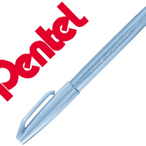Marcador / Pincel Touch Para Caligrafia (Azul Cinza Pastel) - PENTEL