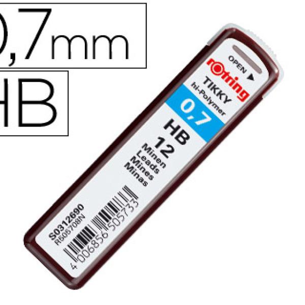 Minas Rotring Grafite 0,7 mm Hb Estojo de 12 Minas