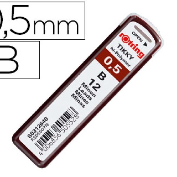 Minas Rotring Grafite 0,5 mm B Estojo de 12 Minas