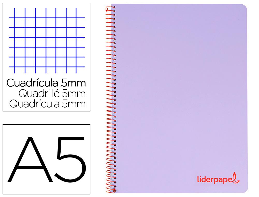 Caderno Espiral Din A5 Wonder Capa Plastico 120 F 90Gr Quadricula 5 Bandas De Cores 6 Furos Violeta