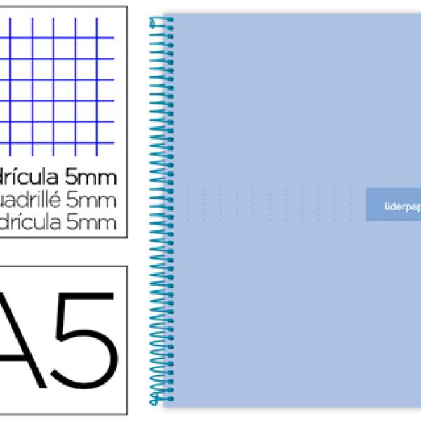 Caderno Espiral Din A5 Crafty Capa Forrada 120 F 90 Gr 5 Bandas De Cores 6 Furos Cor Celeste