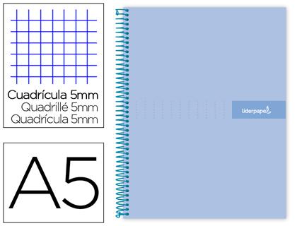 Caderno Espiral Din A5 Crafty Capa Forrada 120 F 90 Gr 5 Bandas De Cores 6 Furos Cor Celeste
