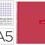 Caderno Espiral Din A5 Crafty Capa Forrada 120 F 90 Gr 5 Bandas De Cores 6 Furos Cor Vermelho