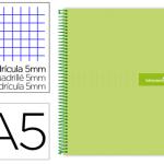 Caderno Espiral Din A5 Crafty Capa Forrada 120 F 90 Gr 5 Bandas De Cores 6 Furos Cor Verde