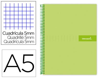 Caderno Espiral Din A5 Crafty Capa Forrada 120 F 90 Gr 5 Bandas De Cores 6 Furos Cor Verde