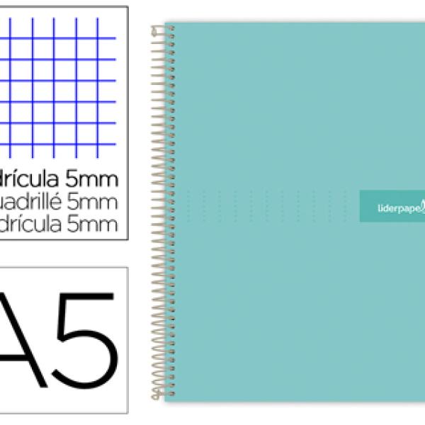 Caderno Espiral Din A5 Crafty Capa Forrada 120 F 90 Gr 5 Bandas De Cores 6 Furos Cor Turquesa