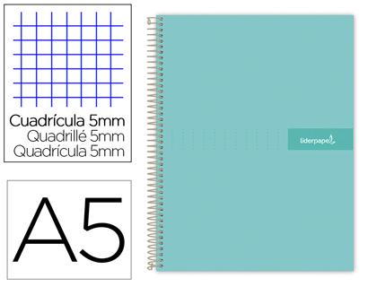 Caderno Espiral Din A5 Crafty Capa Forrada 120 F 90 Gr 5 Bandas De Cores 6 Furos Cor Turquesa