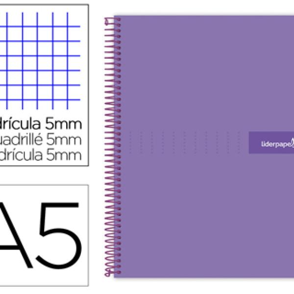 Caderno Espiral Din A5 Crafty Capa Forrada 120 F 90 Gr 5 Bandas De Cores 6 Furos Cor Violeta