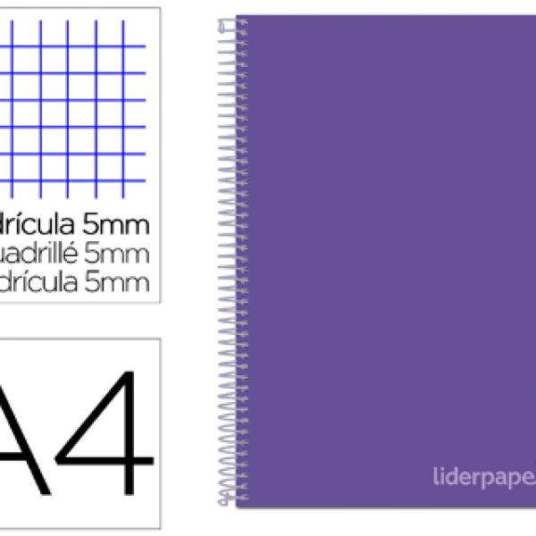 Caderno Espiral Din A4 Jolly Capa Forrada 140 F 75 Gr Quadricula 5 Bandas Cores 4 Furos Cor Lilas