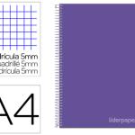 Caderno Espiral Din A4 Jolly Capa Forrada 140 F 75 Gr Quadricula 5 Bandas Cores 4 Furos Cor Lilas