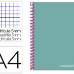 Caderno Espiral Din A4 Jolly Capa Forrada 140 F 75 Gr 5 Bandas De Cores 4 Furos Cor Turquesa