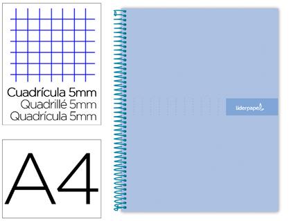 Caderno Espiral Din A4 Crafty Capa Forrada 120 F 90 Gr Quadricula 5 Bandas De Cores 4 Cores Celeste
