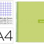 Caderno Espiral Din A4 Crafty Capa Forrada 120 F 90 Gr 5 Bandas De Cores 4 Cores Cor Verde
