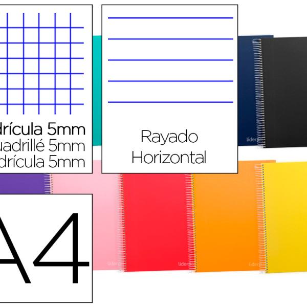 Caderno Espiral Din A4 Jolly Multidisciplina 140 F 75Gr 28F 112F Pautadas 5 Bandas Cores Sortidas