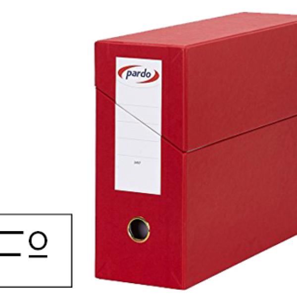 Caixa Pardo p/ Transferencias Folio Forrado Extra Duplo Lombada 80 mm Estojo Interior Vermelho