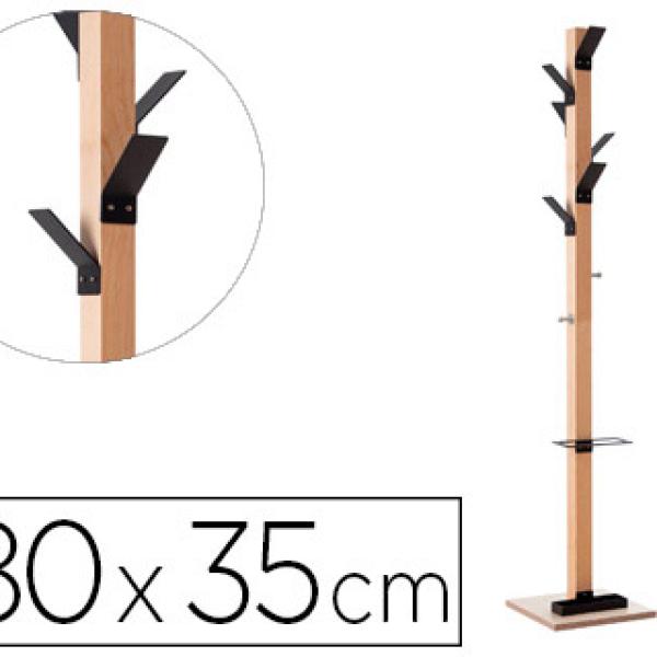 Cabide Paperflow de Madeira Faia 8 Suportes Preto Altura 180 cm