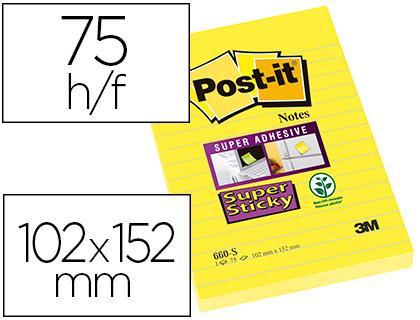 Bloco Notas Adesivas Post - It Super Sticky Raiado Amarelo Ultra 102X152 mm