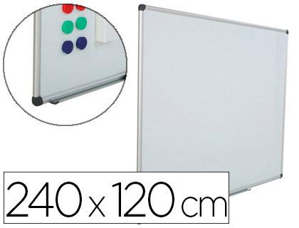 Quadro Branco Rocada Aco Vitrificado Magnetico Moldura Alum. Cantos PVC 240 X 120 cm c/ Bandeja
