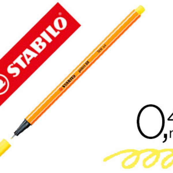 Marcador Stabilo Ponta de Fibra Point 88 Amarelo Limao 0,4 mm