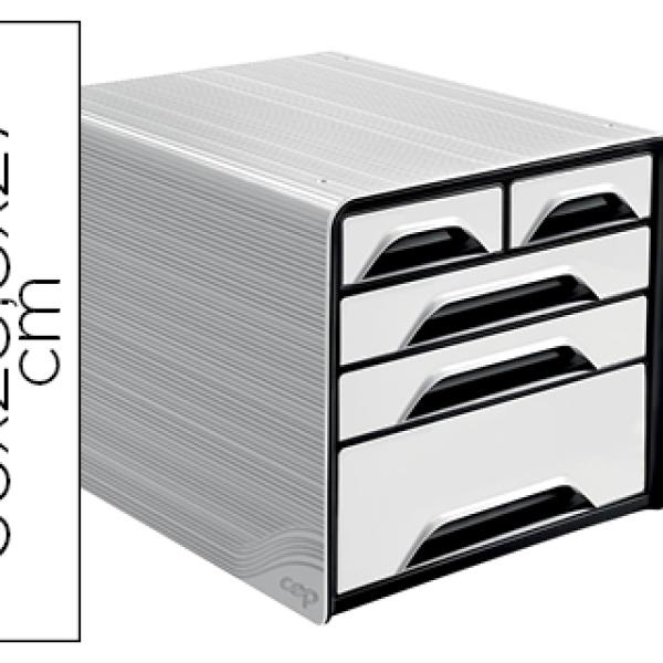 Blocos Classificadores de Secretaria Cep 5 Gavetas Mistos Branco/Preto 360X288X270 mm