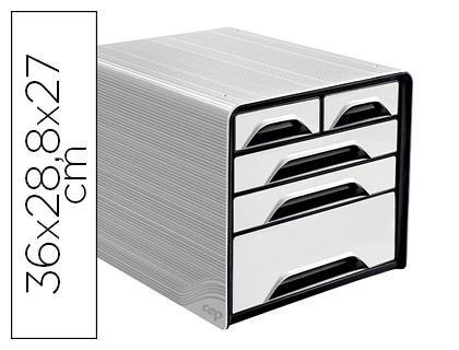 Blocos Classificadores de Secretaria Cep 5 Gavetas Mistos Branco/Preto 360X288X270 mm