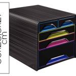 Blocos Classificadores de Secretaria Cep 5 Gavetas Mistos Preto/Multicolor 360X288X270 mm