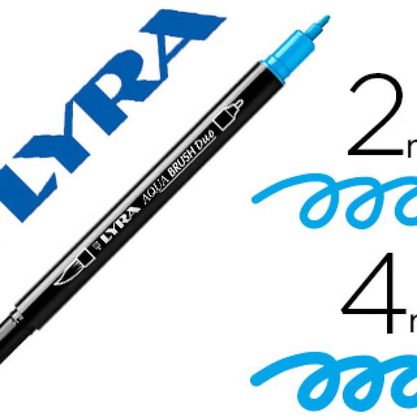 Marcador Lyra Aqua Brush Aguarelavel Dupla Ponta Fina e Pincel Azul Claro