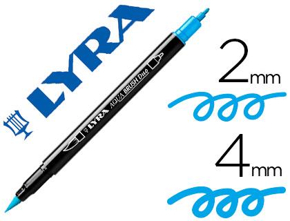 Marcador Lyra Aqua Brush Aguarelavel Dupla Ponta Fina e Pincel Azul Claro