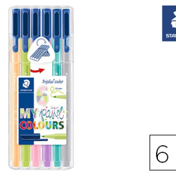 Marcador Staedtler Triplus Me Pastel Colours Estojo de 6 Cores Sortidas