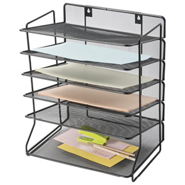 Tabuleiro de Secretaria Q - Connect Kf17289 Metalico Preto 6 Bandejas 325X230X390 mm