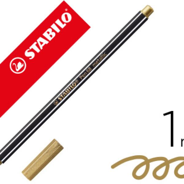 Marcador Stabilo Aguarelavel Pen 68 Metalico Ouro 1 mm