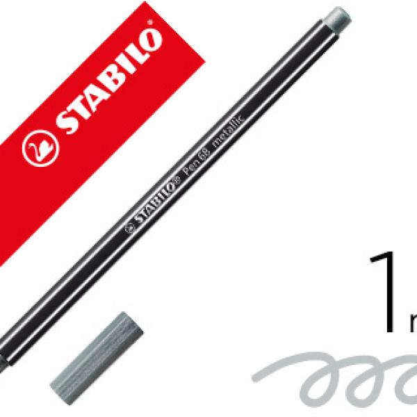 Marcador Stabilo Aguarelavel Pen 68 Metalico Prata 1 mm