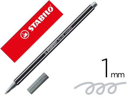Marcador Stabilo Aguarelavel Pen 68 Metalico Prata 1 mm