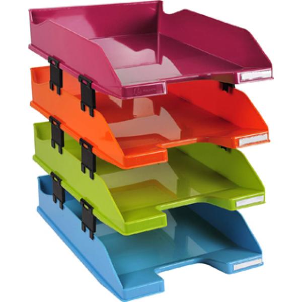 Tabuleiro de Secretaria Exacompta Plastico Arlequin Conjunto de 4 Bandejas Cores Sortidas 346X254X24