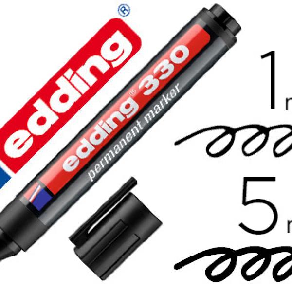Marcador Edding Permanente 330 Preto Ponta Biselada 1 - 5 mm Recarregavel