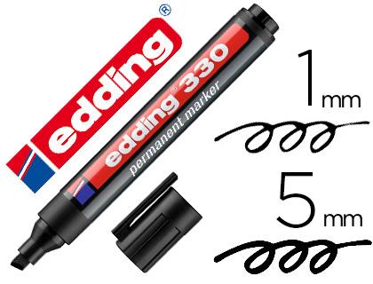 Marcador Edding Permanente 330 Preto Ponta Biselada 1 - 5 mm Recarregavel