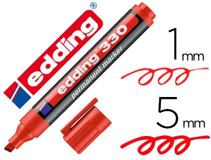 Marcador Edding Permanente 330 Vermelho Ponta Biselada 1 - 5 mm Recarregavel