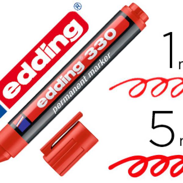 Marcador Edding Permanente 330 Vermelho Ponta Biselada 1 - 5 mm Recarregavel
