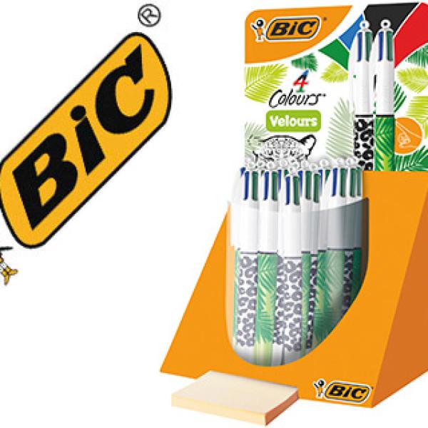 Caneta Bic 4 Cores Velours Expositor de 20 Unidades Sortidas 230X125X149 mm