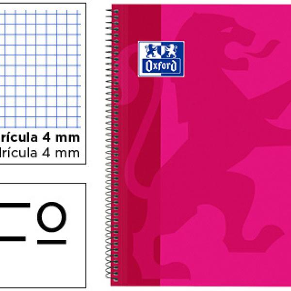 Caderno Espiral Oxford School Classic Capa Polipr. Folio 80F Quadr. 4 mm c/ Margem Fucsia