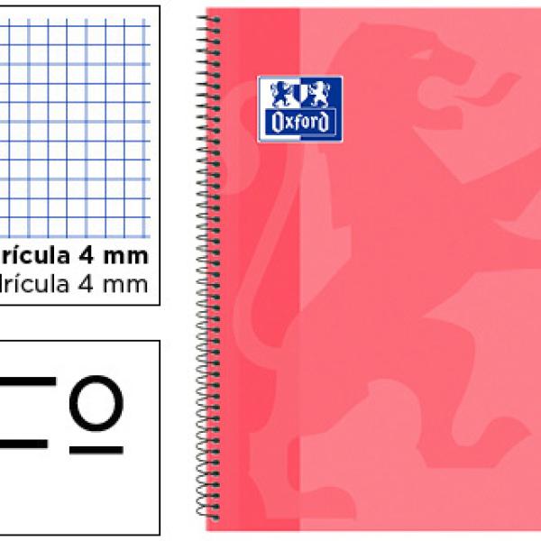 Caderno Espiral Oxford School Classic Capa Polipr. Folio 80F Quadr. 4 mm c/ Margem Rosa Chiclet