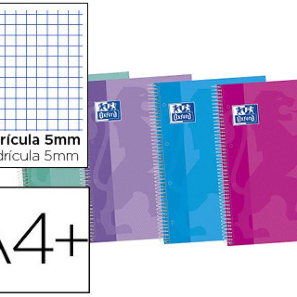 Caderno Espiral Oxford Ebook 5 Capa Extradura A4+ 120F Quadricula 5 mm c/Margem 50%F Gratis