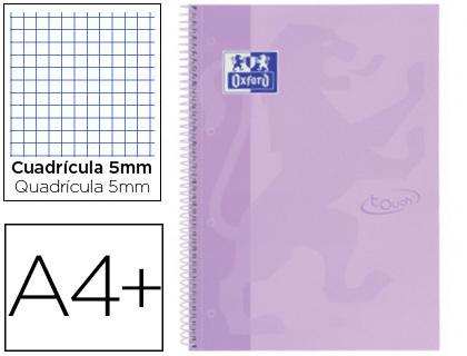 Caderno Espiral Oxford Ebook 1 School Touch A4+ 80F Quadricula 5 mm c/ Margem Malva Pastel