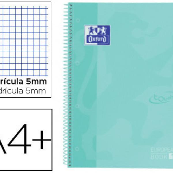 Caderno Espiral Oxford Ebook 1 School Touch A4+ 80F Quadricula 5 mm c/ Margem Mint Pastel