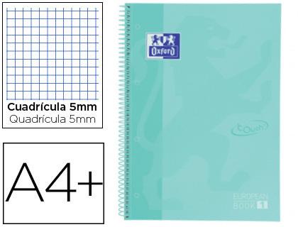 Caderno Espiral Oxford Ebook 1 School Touch A4+ 80F Quadricula 5 mm c/ Margem Mint Pastel
