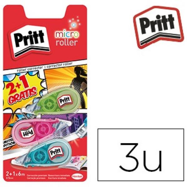 Pack 3x Corretor Pritt Roller Micro 5 mm X 6 Mt