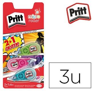 Pack 3x Corretor Pritt Roller Micro 5 mm X 6 Mt