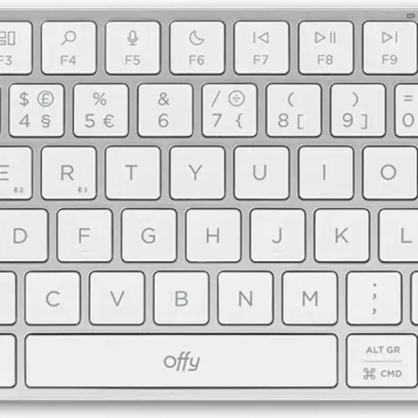 Teclado Pixie Mini Wireless RF 2.4GHz + Bluetooth 5.1 Multi - Device PT (Branco) - OFFY